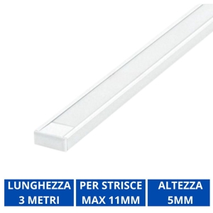 Profilo alto bianco 3mt ideal lux per strisce led max 11mm