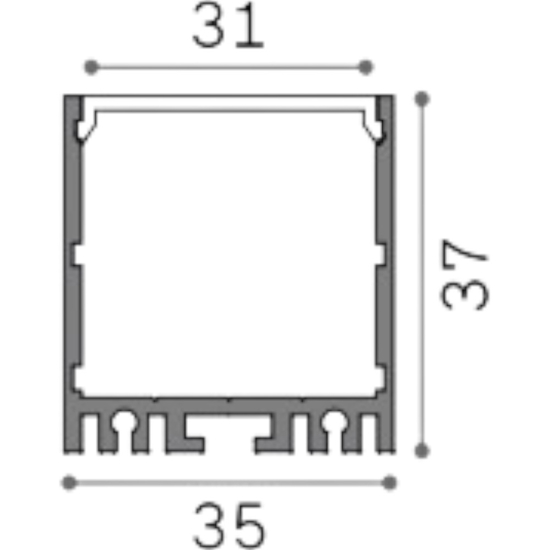 Profilo alto 2mt nero per strisce led max 31mm ideal lux