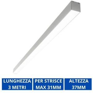 Profilo alto 3mt bianco per strisce led max 31mm ideal lux