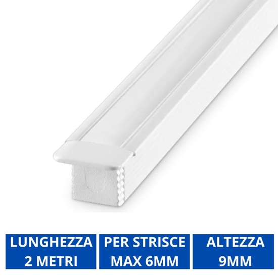 Profilo da incasso 2mt bianco per strisce led max 6mm ideal lux