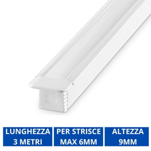 Profilo da incasso 3mt bianco per strisce led max 6mm ideal lux