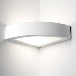 Applique angolare led 12w 3000k bianca di gesso ceramica