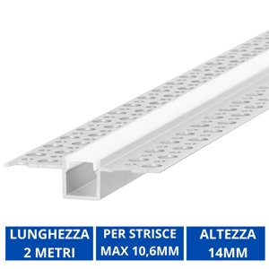 Ideal lux profilo da incasso 2mt per strisce led max 10mm