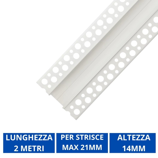 Profilo da incasso 2mt in alluminio per strip led max 21mm ideal lux