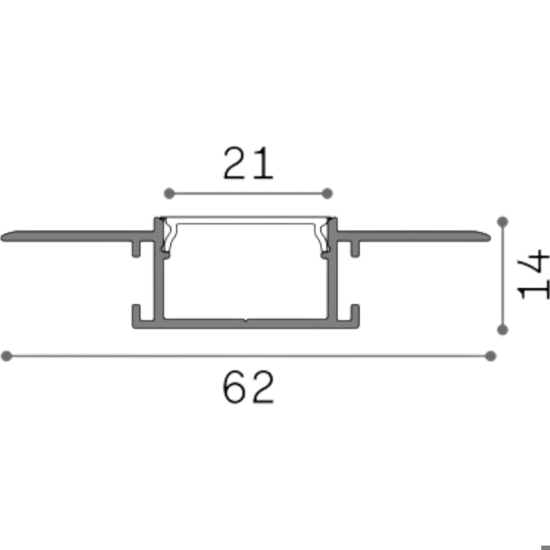 Profilo da incasso 2mt in alluminio per strip led max 21mm ideal lux