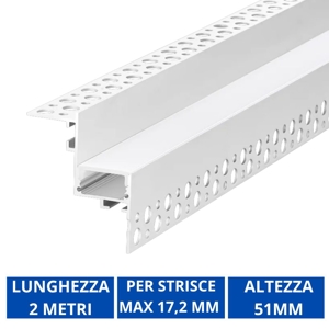 Profilo angolare da incasso 2mt per strisce led max 17mm ideal lux