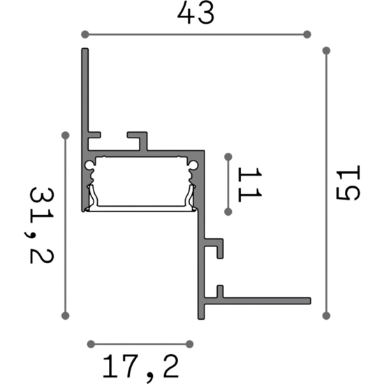 Profilo angolare da incasso 2mt per strisce led max 17mm ideal lux