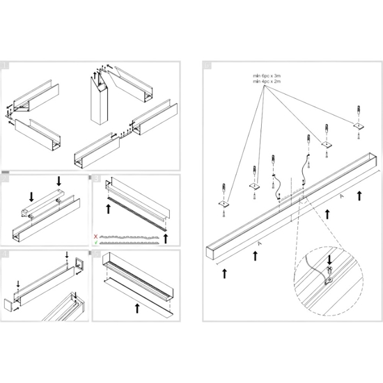 Gea luce brasilia profilo 2mt bianco per strip max 42mm