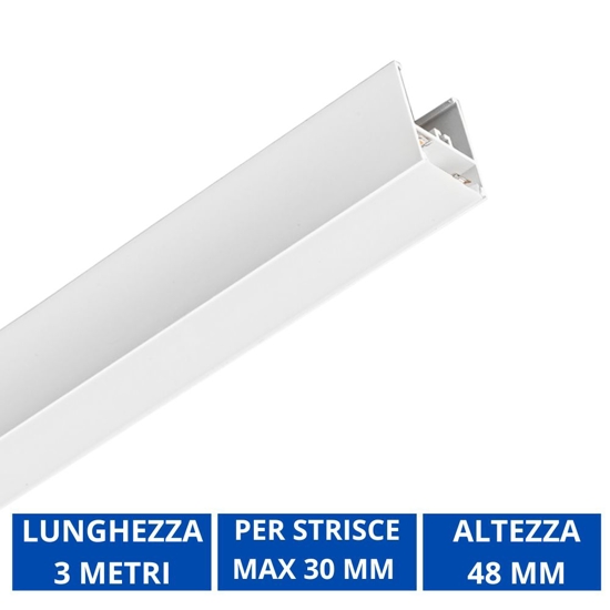 Profilo 3mt brasilia bianco plafone per strip led max 30mm gea luce