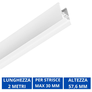 Profilo bianco 2mt plafone rabat gea luce per max strip led 30mm