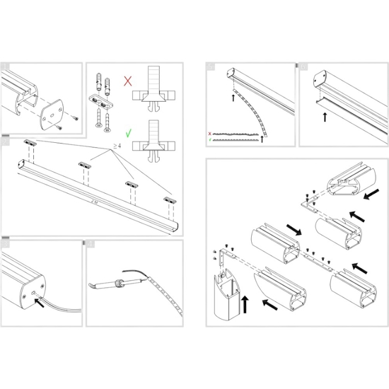 Profilo 2mt plafone nero baku p gea luce per strip led max 10mm