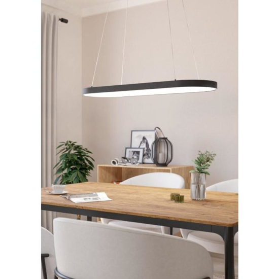 Lampadario moderno per tavolo da pranzo nero led dimmerabile ovale