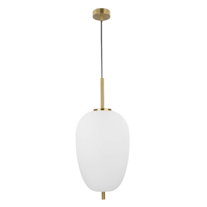 Lampada a sospensione oro ottone vetro bianco