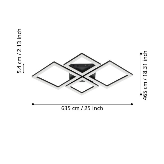 Plafoniera led design moderno nera dimmerabile 3000k-6500k tramite app