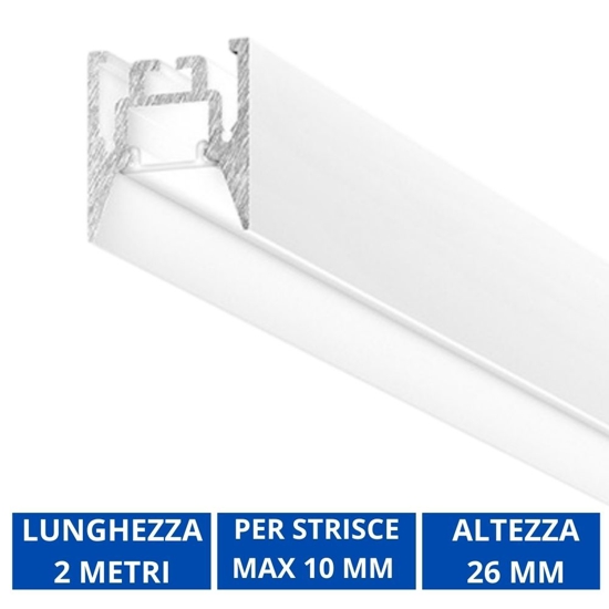 Profilo 2mt plafone bianco bucarest p gea luce per strip max 10mm