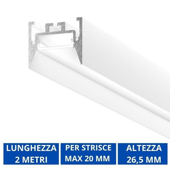 Profilo bucarest g 2mt bianco per strip led max 20mm gea luce