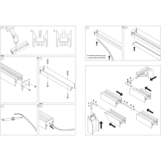 Profilo bucarest g 2mt bianco per strip led max 20mm gea luce