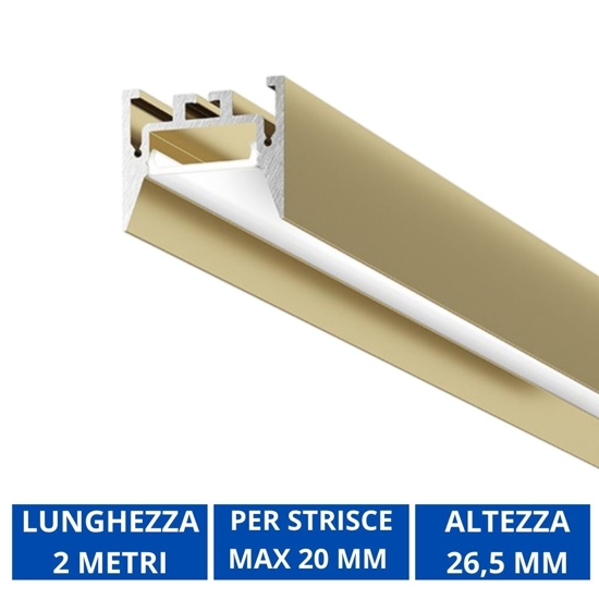 Profilo oro bucarest g 2mt per strisce led max 20mm gea luce