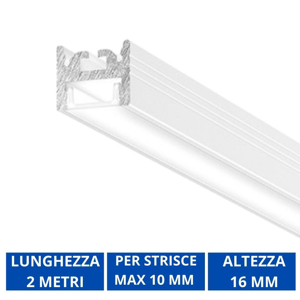 Riga g profilo 2mt bianco per strisce led max 10mm gea luce