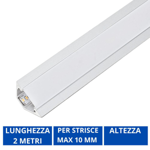 Profilo anfolare avana 2mt bianco per strisce led max 10mm gea luce