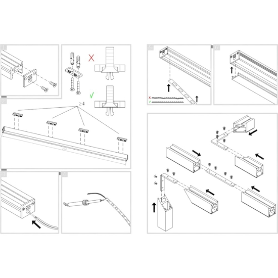 Profilo 2mt nero riga g per strip led max 10mm gea luce