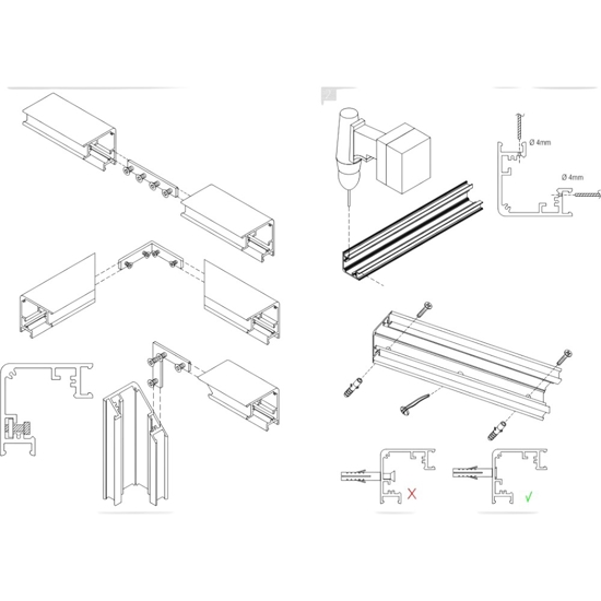 Lubiana c profilo bianco angolare 2mt gea luce per n2 strip led max 10mm