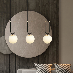 Lampadario 3 luci per tavolo cucina nero oro stile contemporaneo