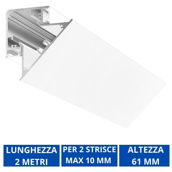 Profilo angolare 2mt bianco lubiana d gea luce per n2 strip led max 10mm