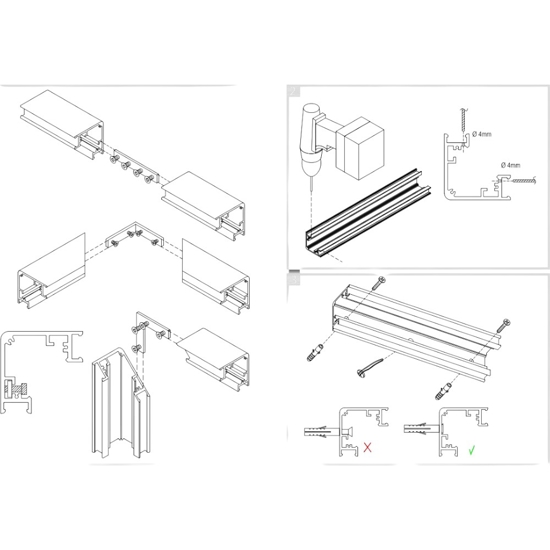 Profilo angolare 2mt bianco lubiana d gea luce per n2 strip led max 10mm