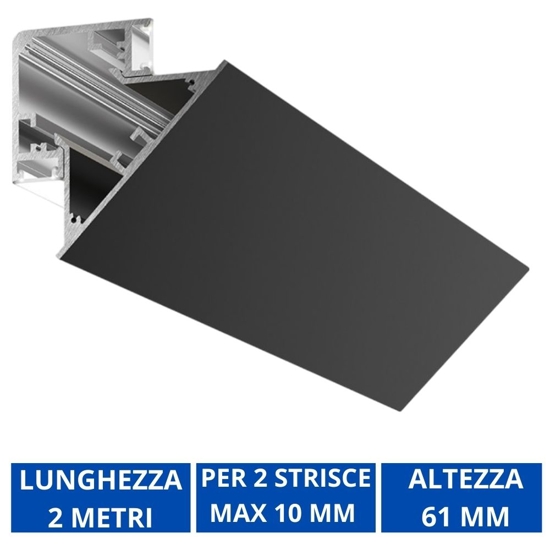 Profilo 2mt angolare nero lubiana d gea luce per n2 strip led max 10mm