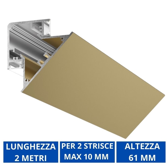 Profilo 2mt angolare oro lubiana d per n2 strip led max 10mm gea luce