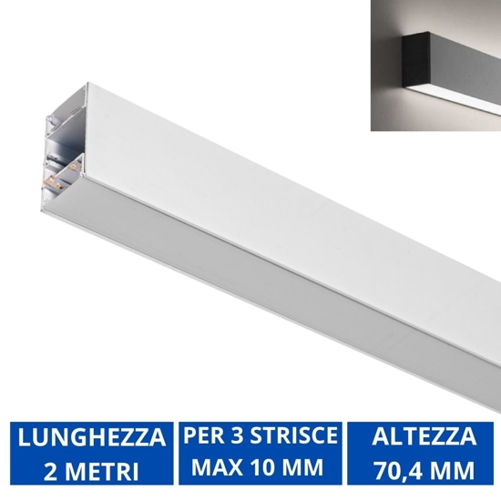 Profilo bianco biemissione tirana gea luce per n3 strip max 10mm