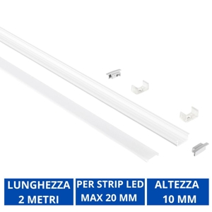 Gea luce profilo da incasso bianco 2mt per strip led max 20mm