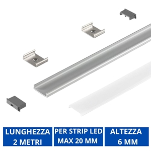 Gea luce profilo plafone grigio 2mt per strip led max 20mm