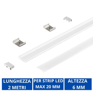 Profilo plafone bianco 2mt per strip led max 20mm gea luce