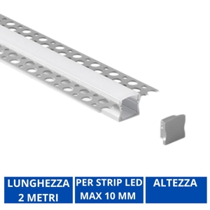 Profilo da incasso 2mt per strip led max 10mm gea jeppe f