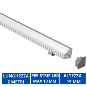 Profilo angolare grigio 2mt per strip led max 10mm gea luce skub