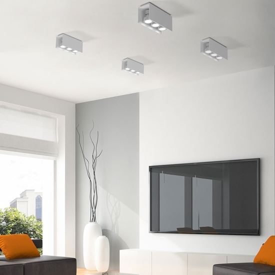 Lampada da soffitto con faretti gu10 led gesso bianco pitturabile elide sforzin