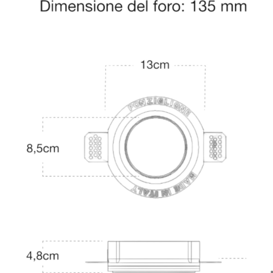 Faretto in gesso da incasso tondo gx53 per soffitti cartongesso