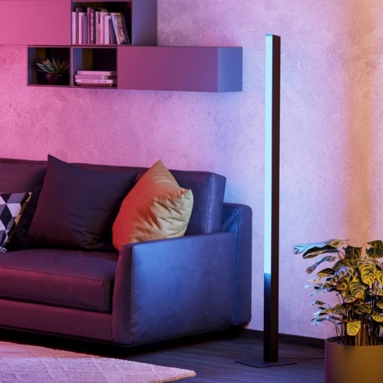 Piantana moderna nera led rgb smart home comando con app