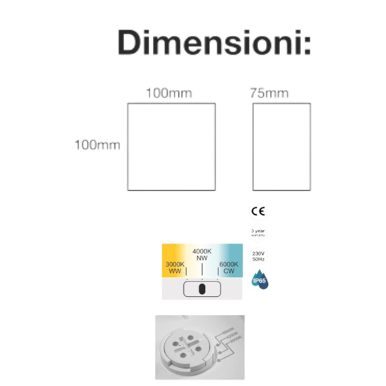 Applique da esterno acrilico bianco quadrata  3000k 4000k 6000k