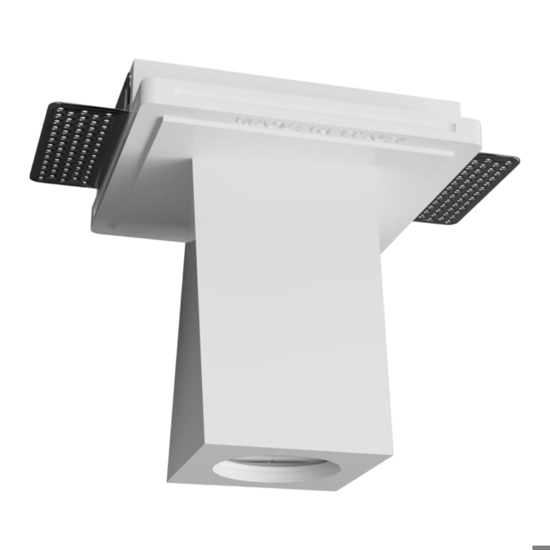 Faretto in gesso da incasso sporgente a soffitto bianco parallelepipedo