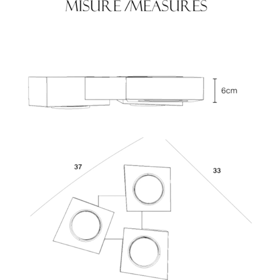 Plafoniera di gesso ceramico trapezoidale design moderna