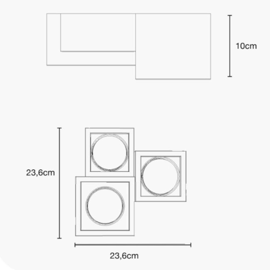 Plafoniera di gesso quadrati sovrapposti gx53 led