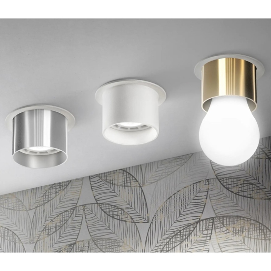 Faretto e27 ottone da incasso sporgente a soffitto birba linea light