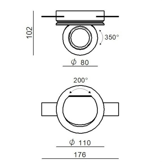 Faretto bubble bianco  9w 3000k 24v ottica 34 da incasso linea light