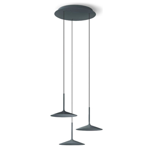 Lampadario con 3 sospensioni led 19w 3000k poe p3 linea light grigio