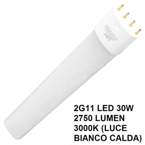 Lampada tubo led 2g11 30w 2650lm 3000k luce bianco calda