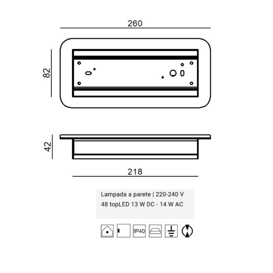 Linea light applque gemini w1 nera led 14w 2700k bi emissione