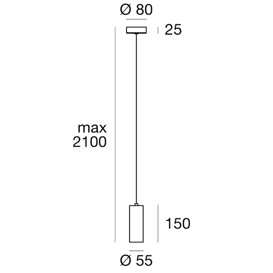 Lampada a sospensione birba linea light e27 cilindro cromo